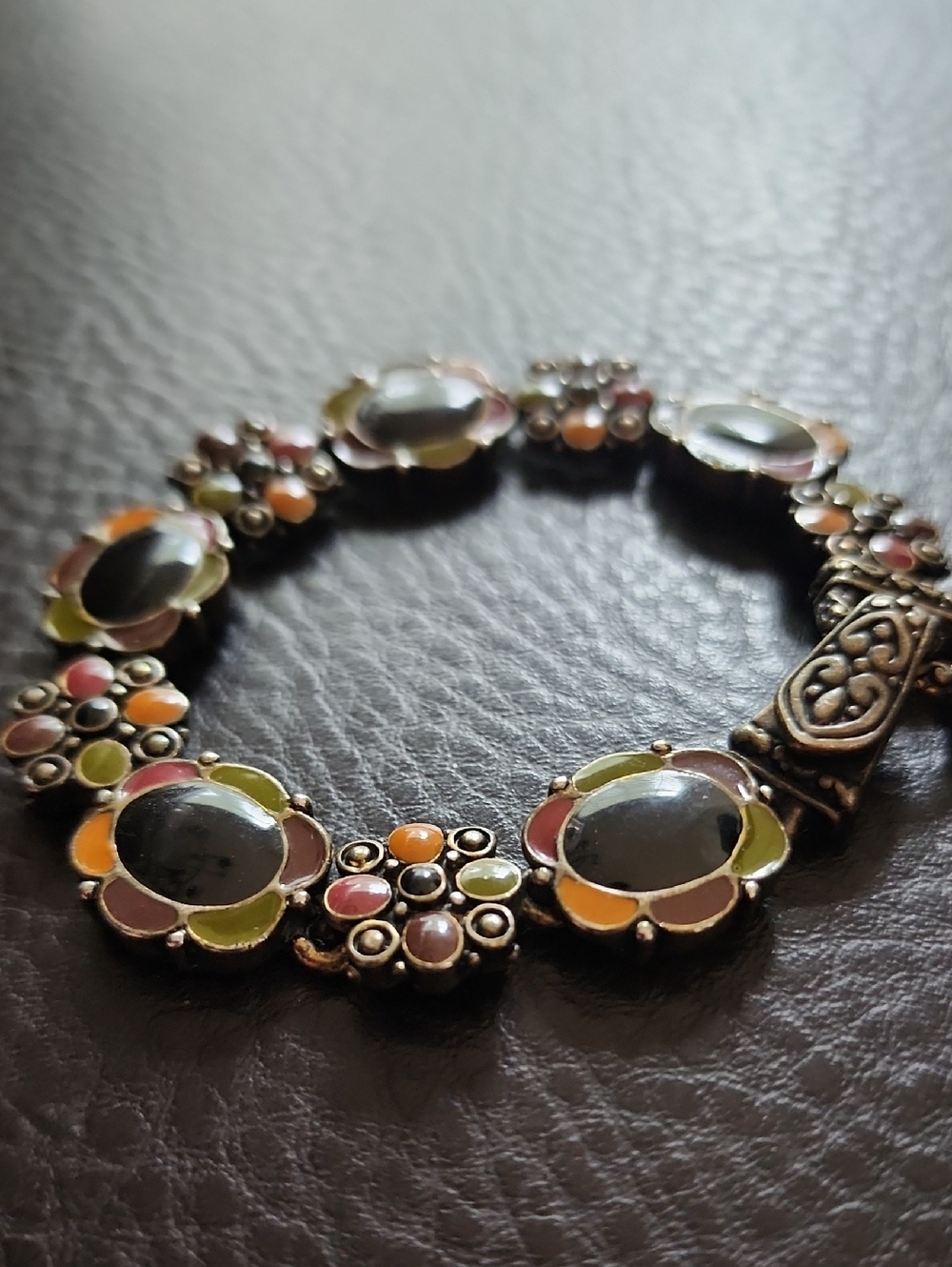 Multicolor Floral Enamel Statement Bracelet